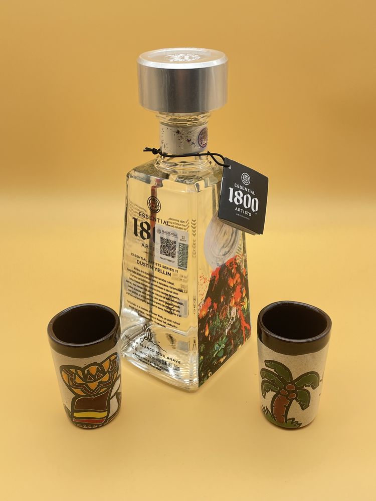 Kombi Paket 1 Flasche Tequila 1800 Blanco limitierte Edition 750 ml + 2 Tequilabecher